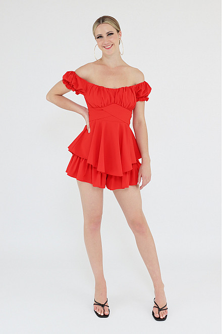 CAMILLE PLAYSUIT IN RED