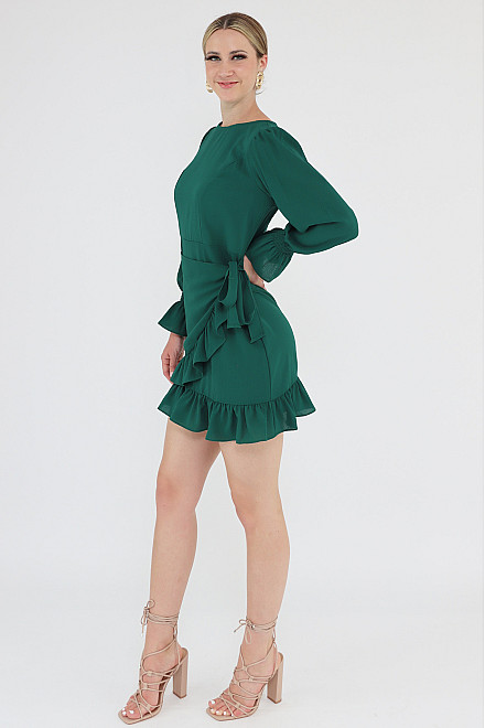 CATALINA RUFFLES DRESS IN GREEN