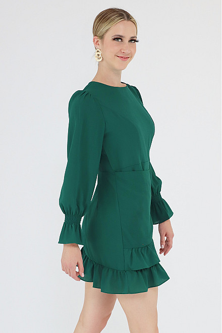 CATALINA RUFFLES DRESS IN GREEN