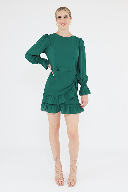 CATALINA RUFFLES DRESS IN GREEN