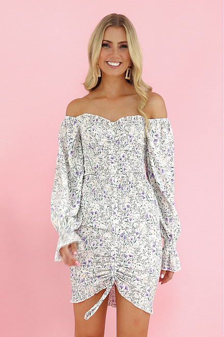 CHARLOTTE FLORAL DRESS IN WHITE
